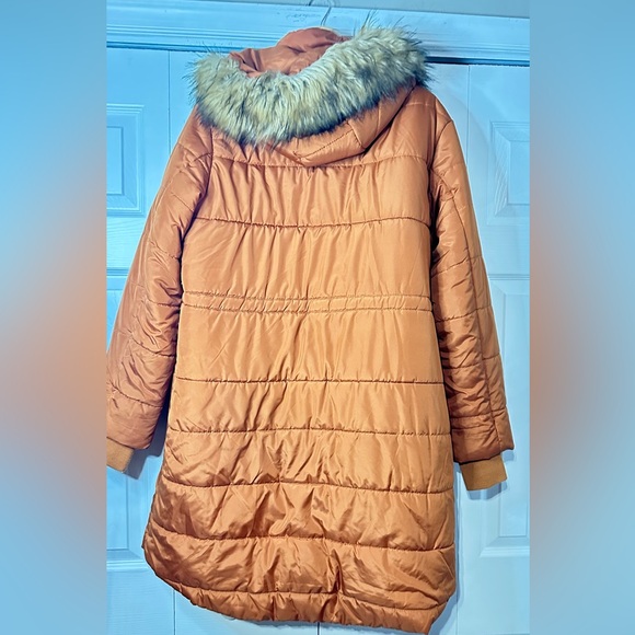 Women's Orange Quilted Coat - Picture 6 of 9